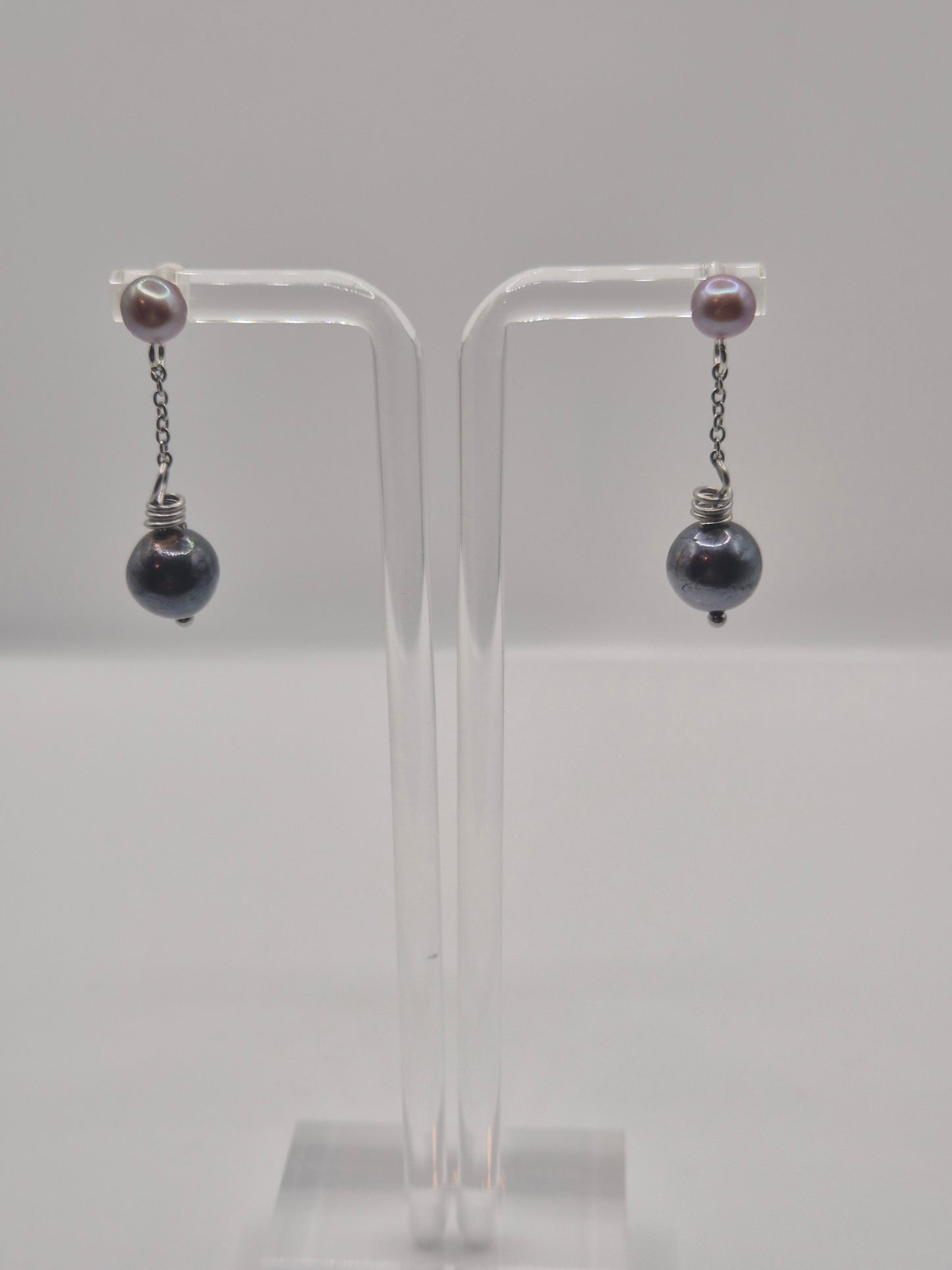 Midnight Mist Pearl Drop Earrings