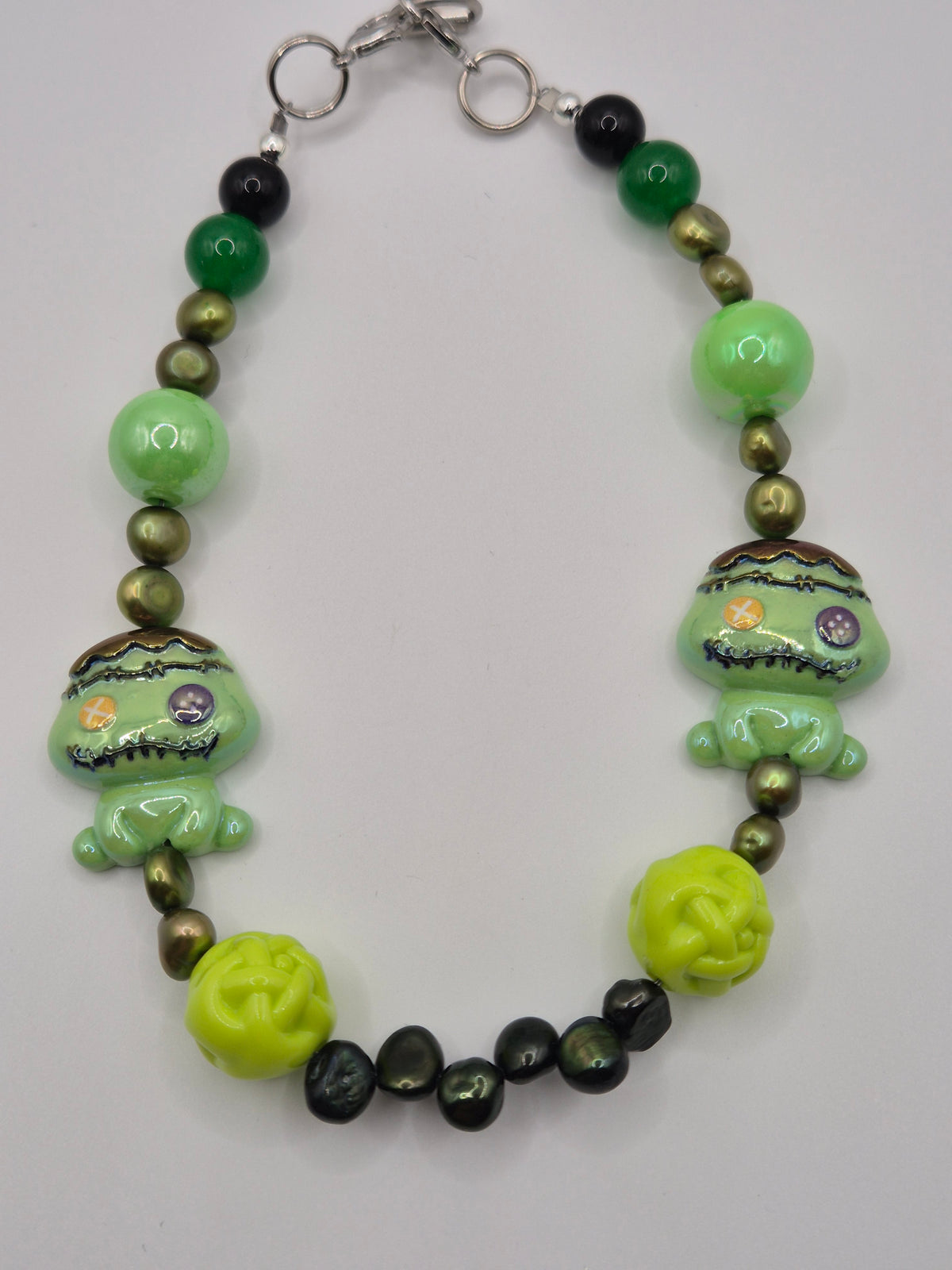 Green Zombie Pearl Phone Charm