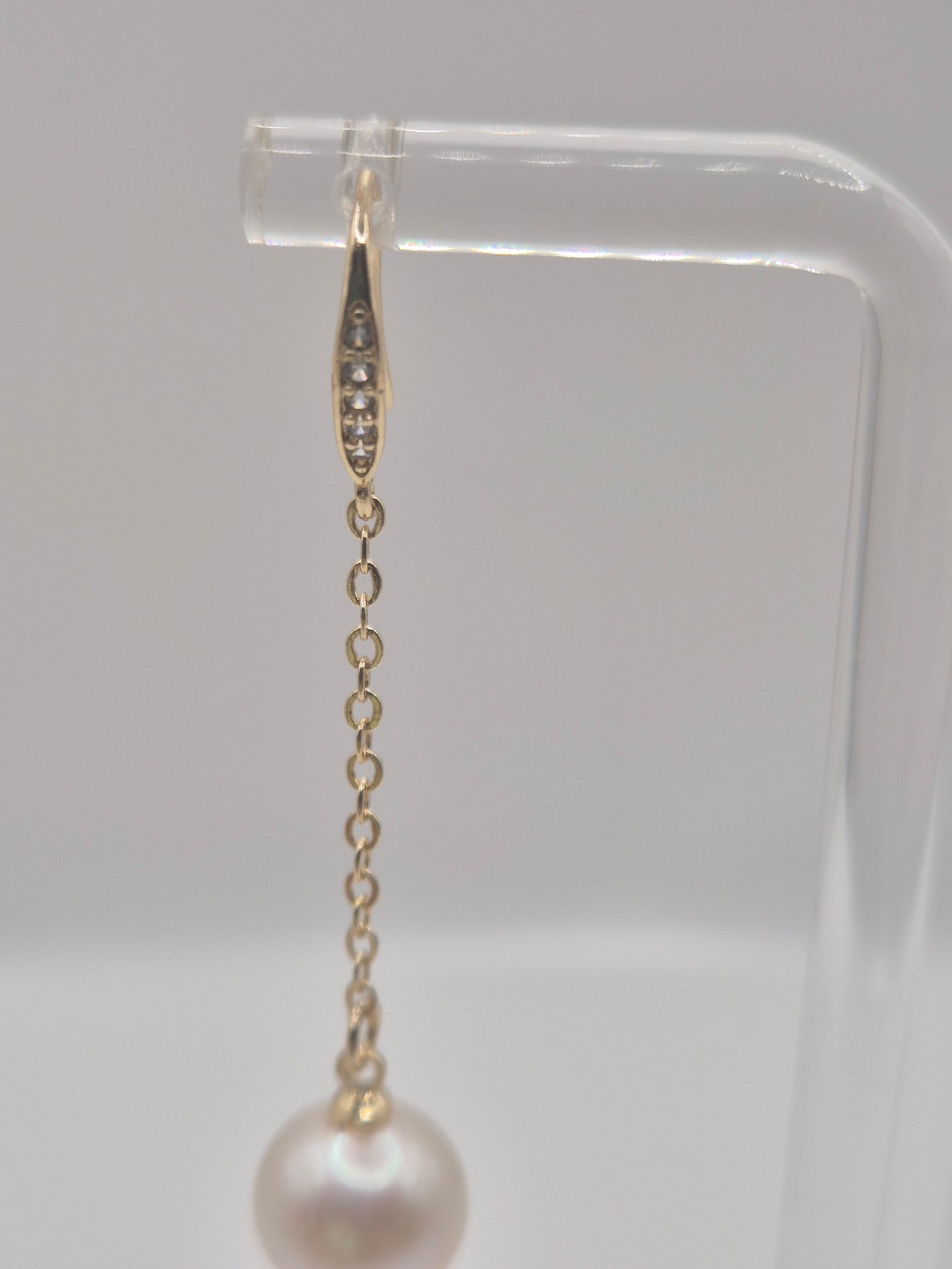 White Edison Drop Golden Earrings