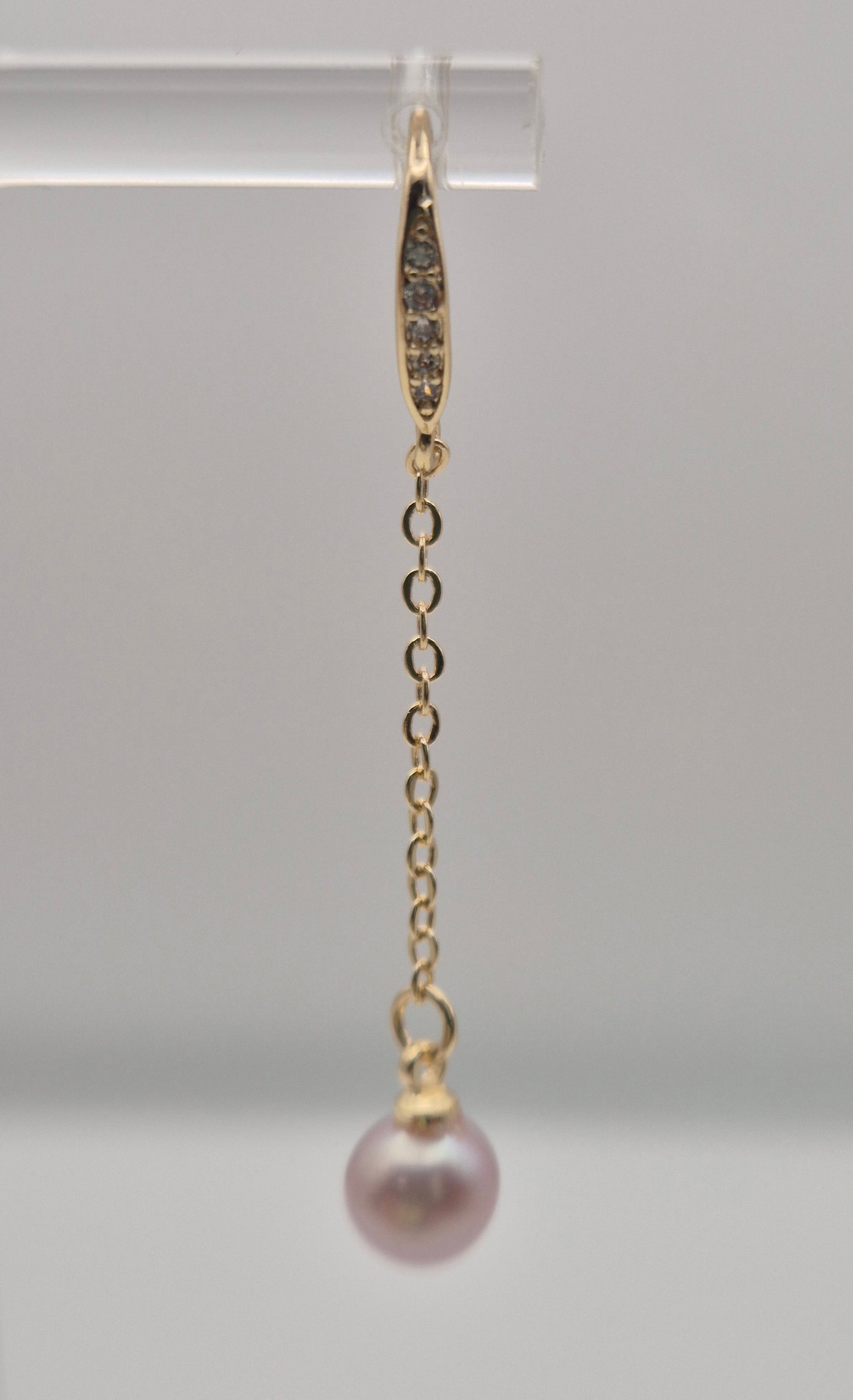 Golden Lavender Pearl Drop Earrings — Genuine Freshwater Pearls