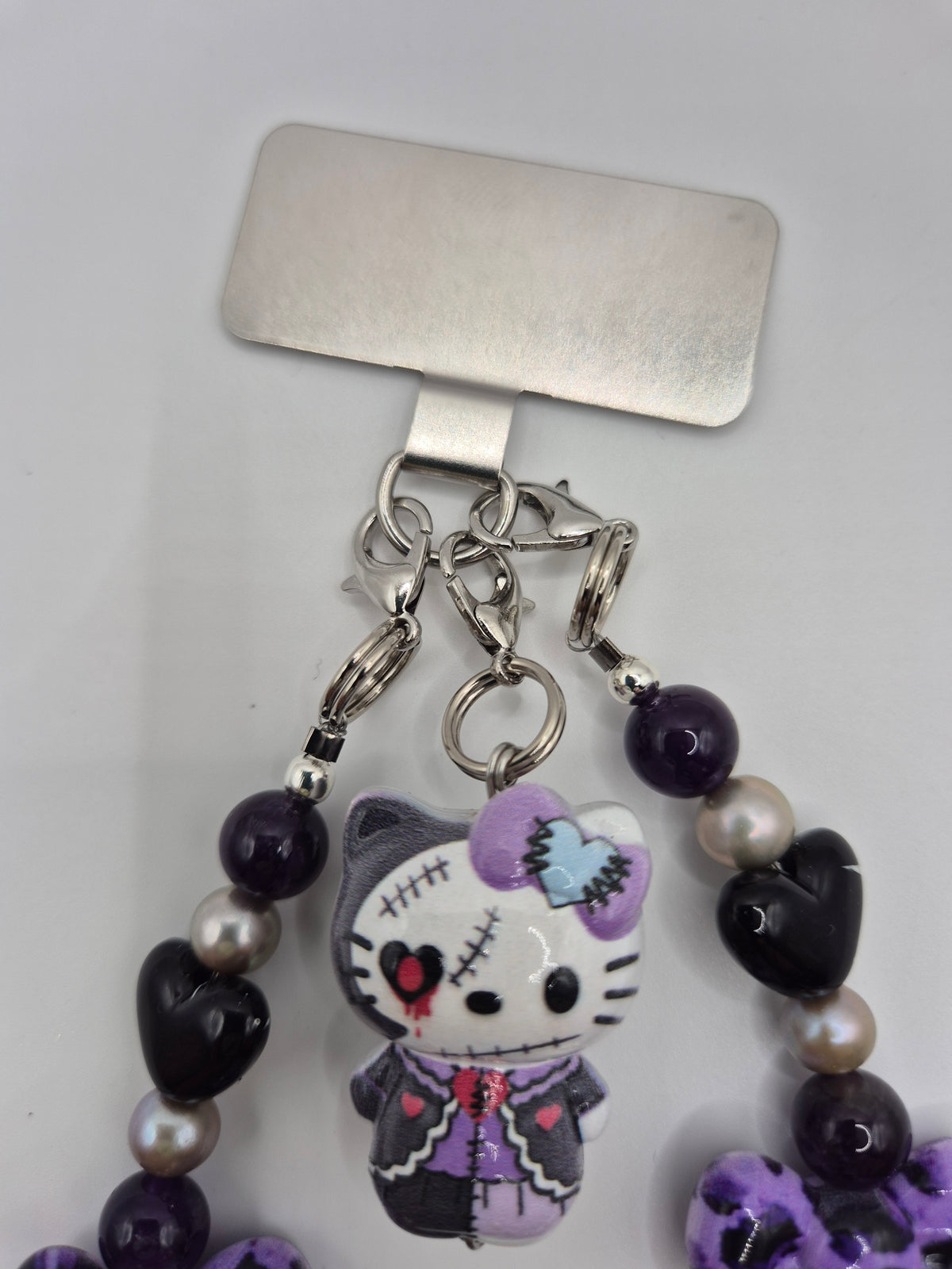 Zombie Kitty Pearl & Amethyst Phone & Bag Charm