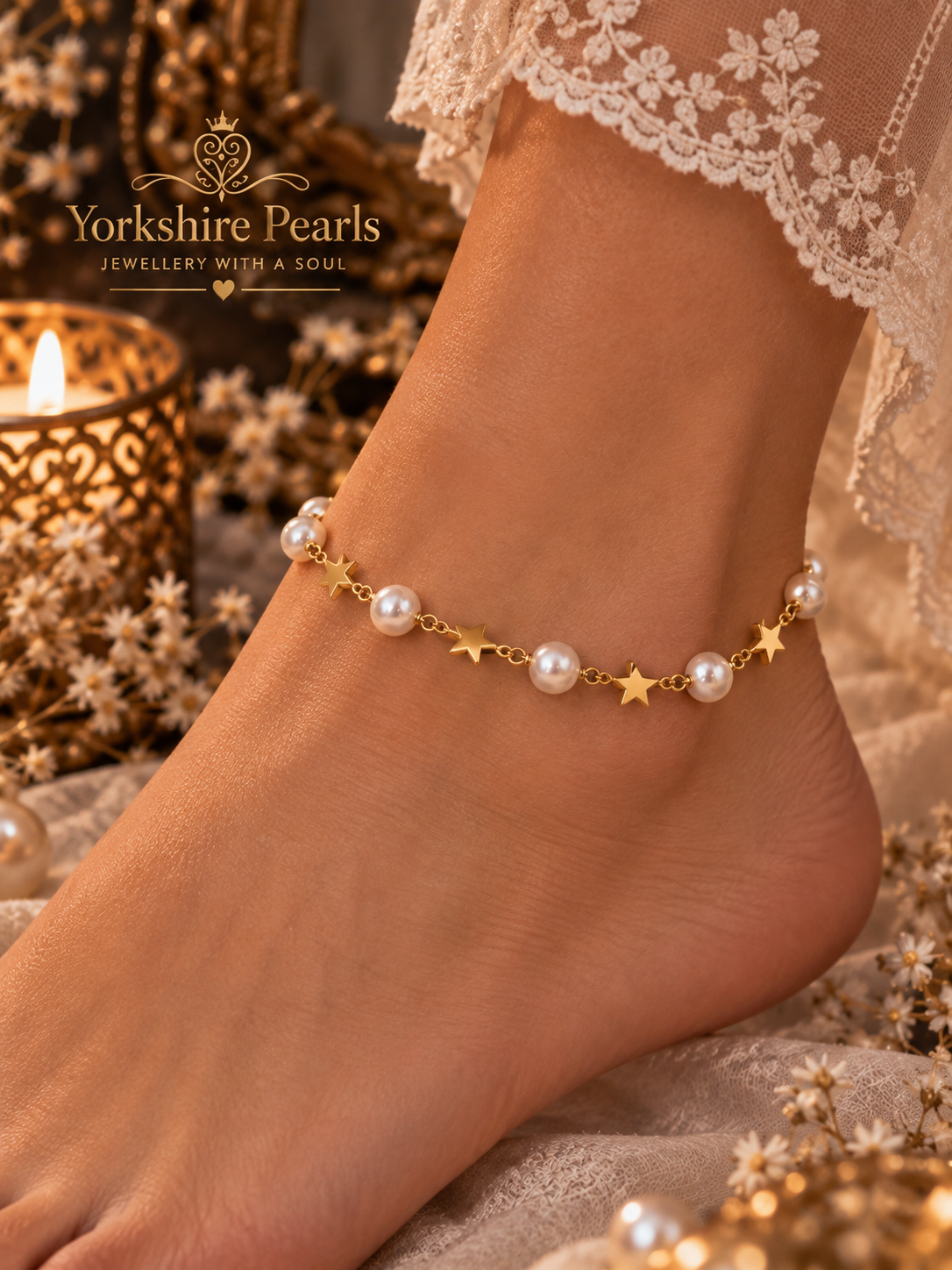 Golden Star & Pearl Anklet