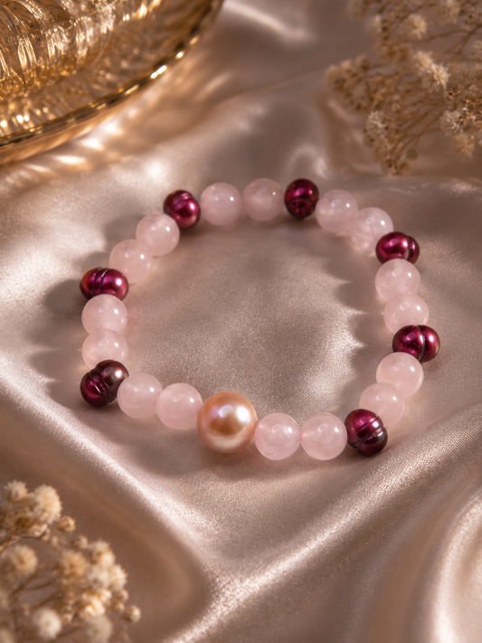 Pink Paradise Rose Quartz & Pearl Bracelet