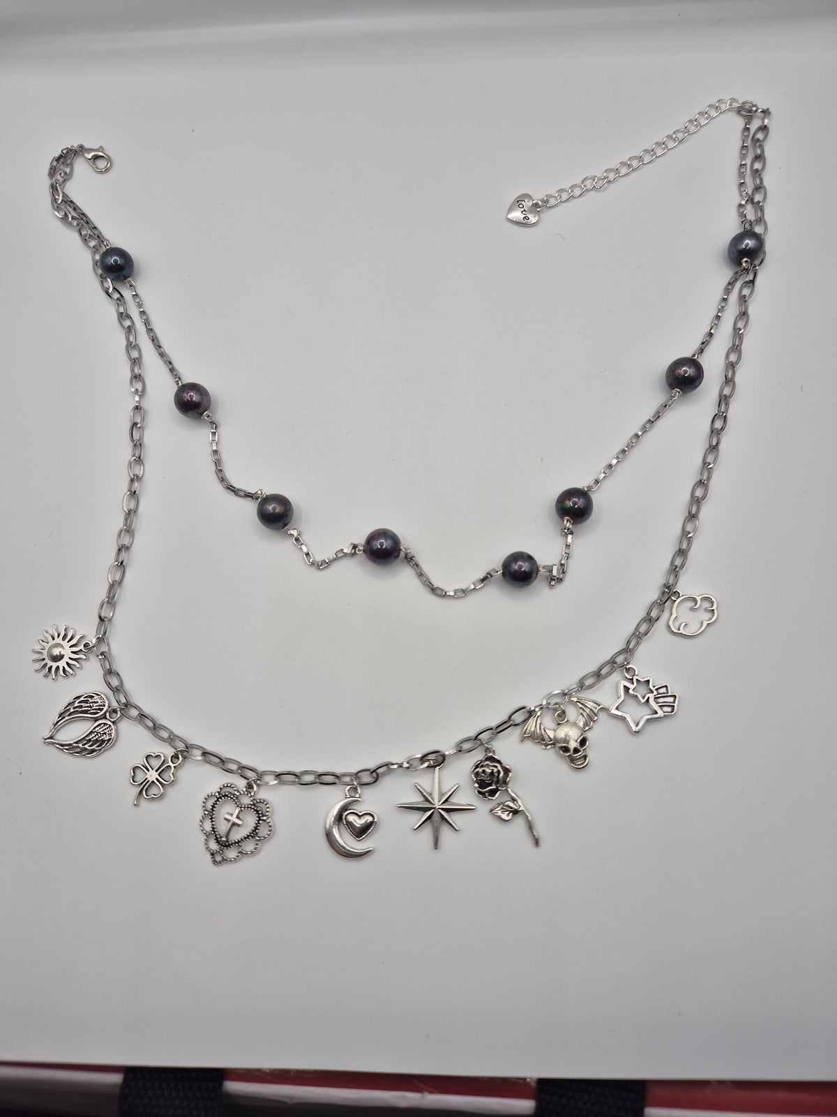 Midnight Talisman Pearl & Charm Necklace