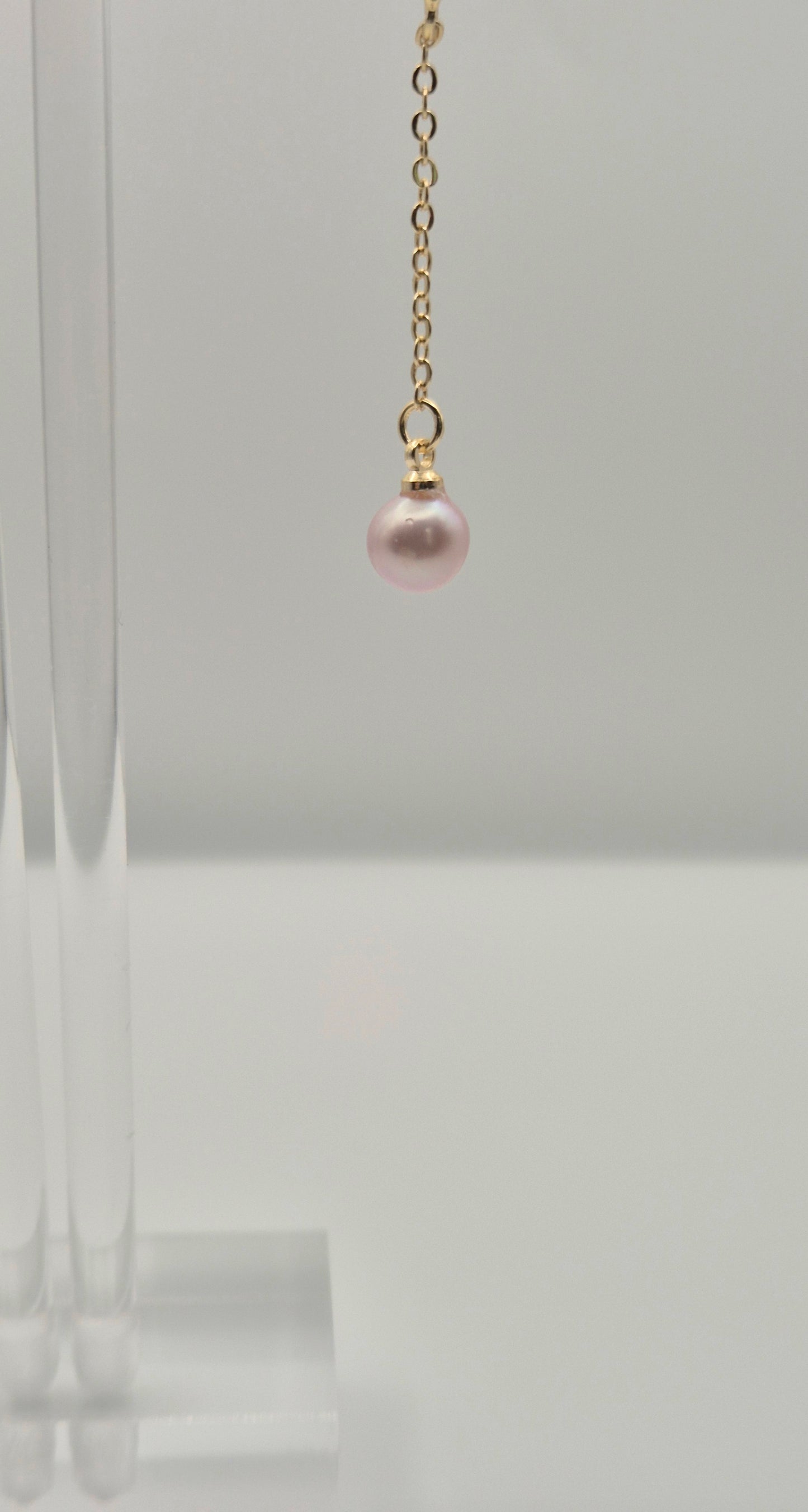 Golden Lavender Pearl Drop Earrings — Genuine Freshwater Pearls