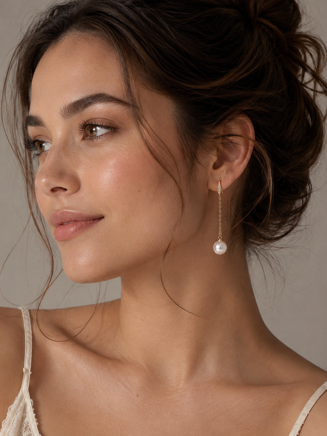 White Edison Drop Golden Earrings