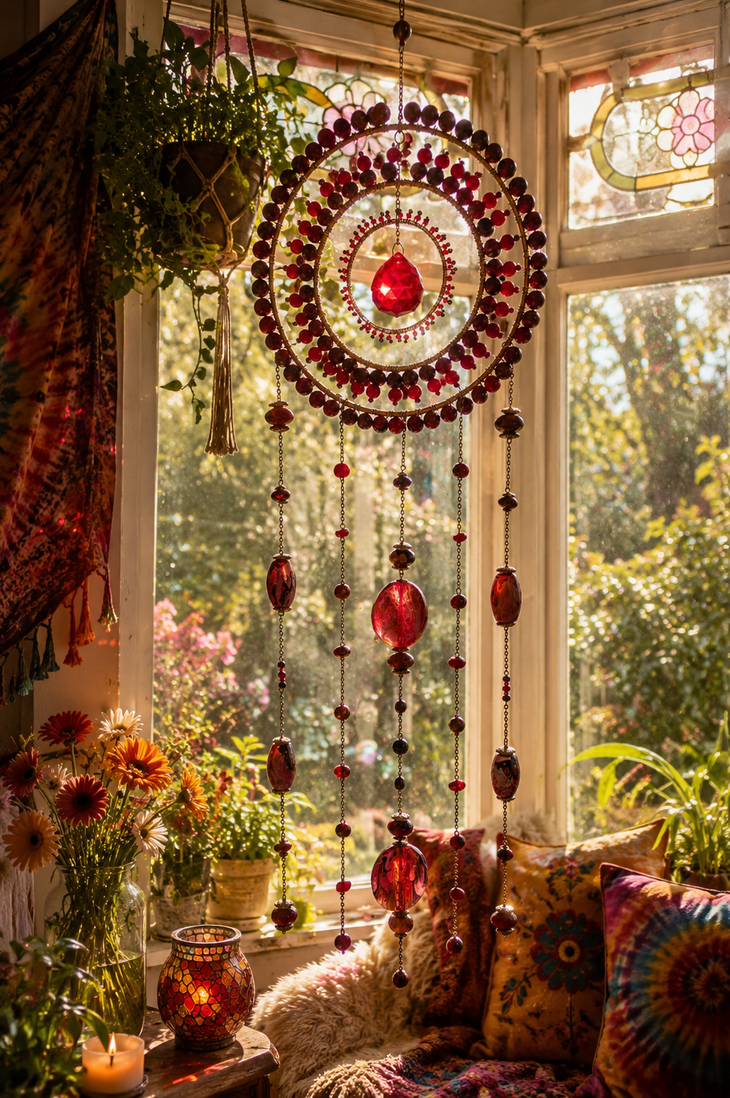 Crimson Bohemian Suncatcher