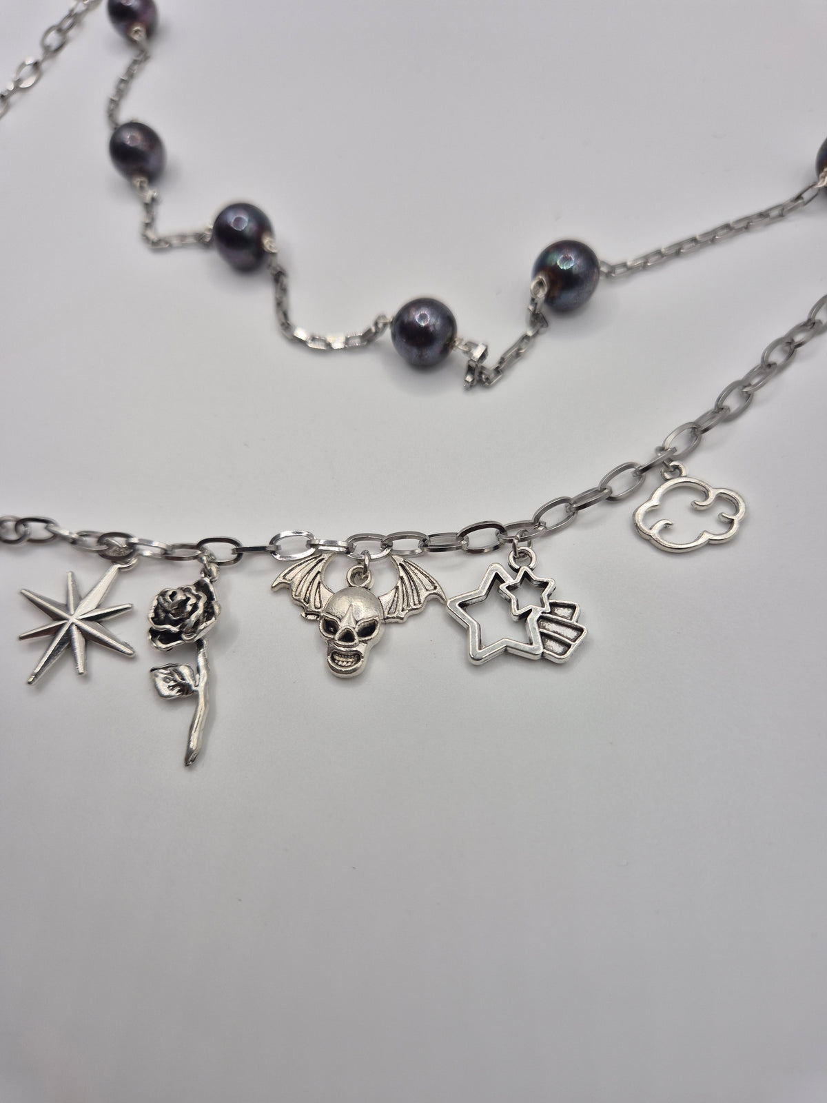 Midnight Talisman Pearl & Charm Necklace