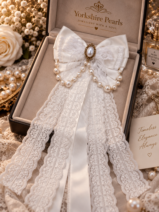 Pearl & Lace Vintage Bow Hair Clip