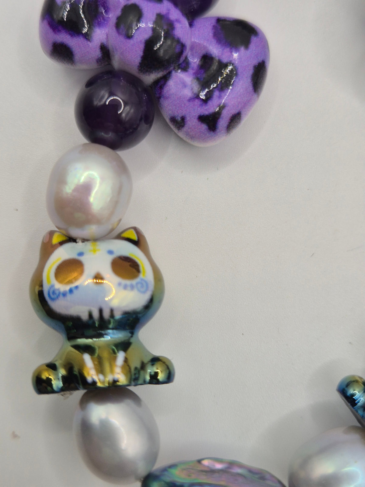 Zombie Kitty Pearl & Amethyst Phone & Bag Charm