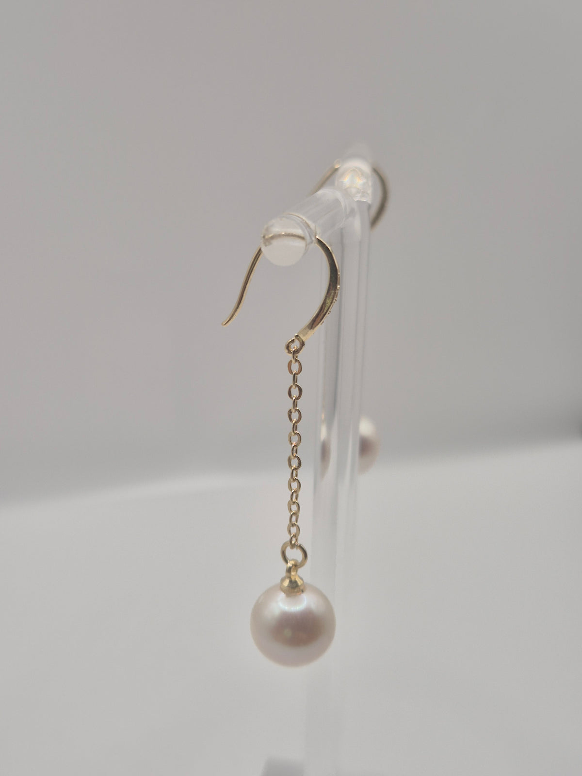 White Edison Drop Golden Earrings
