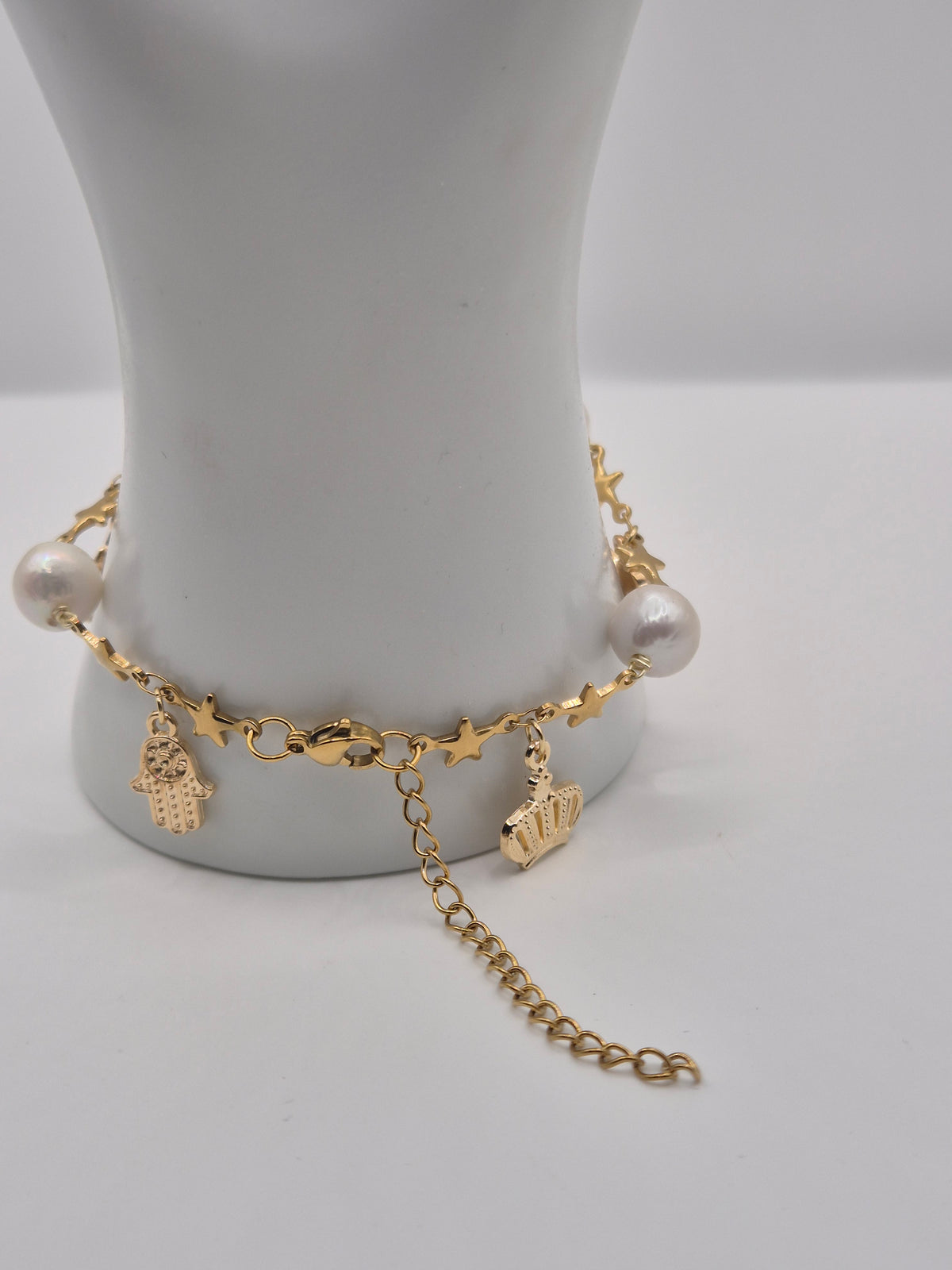 Golden Charm Pearl & Star Bracelet