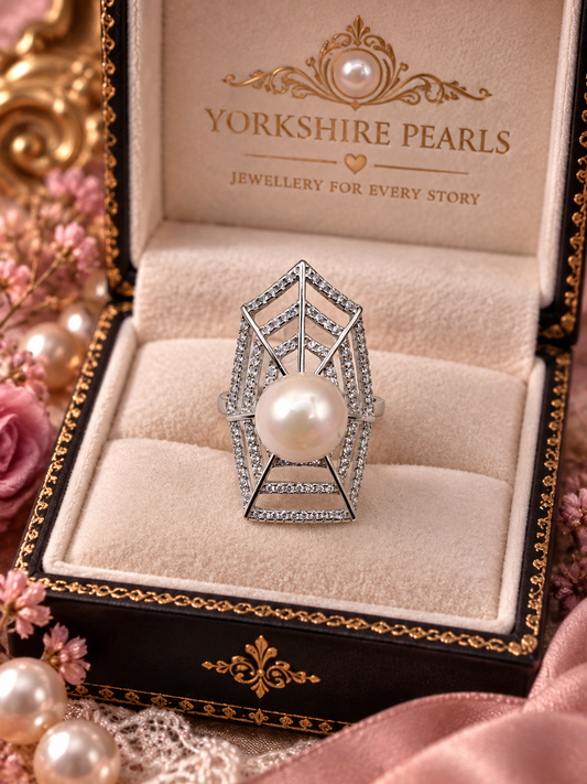 Glittering Web Edison Pearl Ring