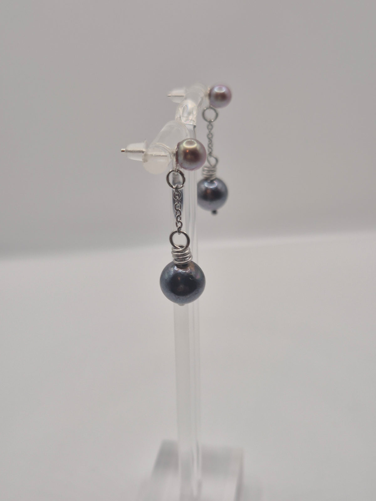 Midnight Mist Pearl Drop Earrings