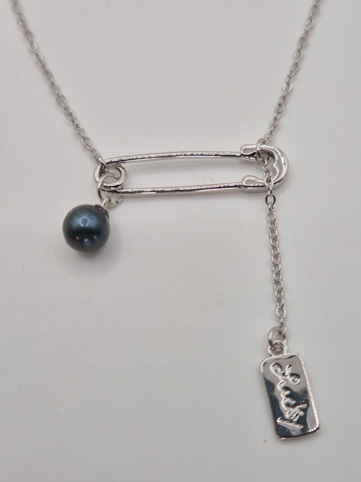 Lucky Safety Pin Pearl Necklace
