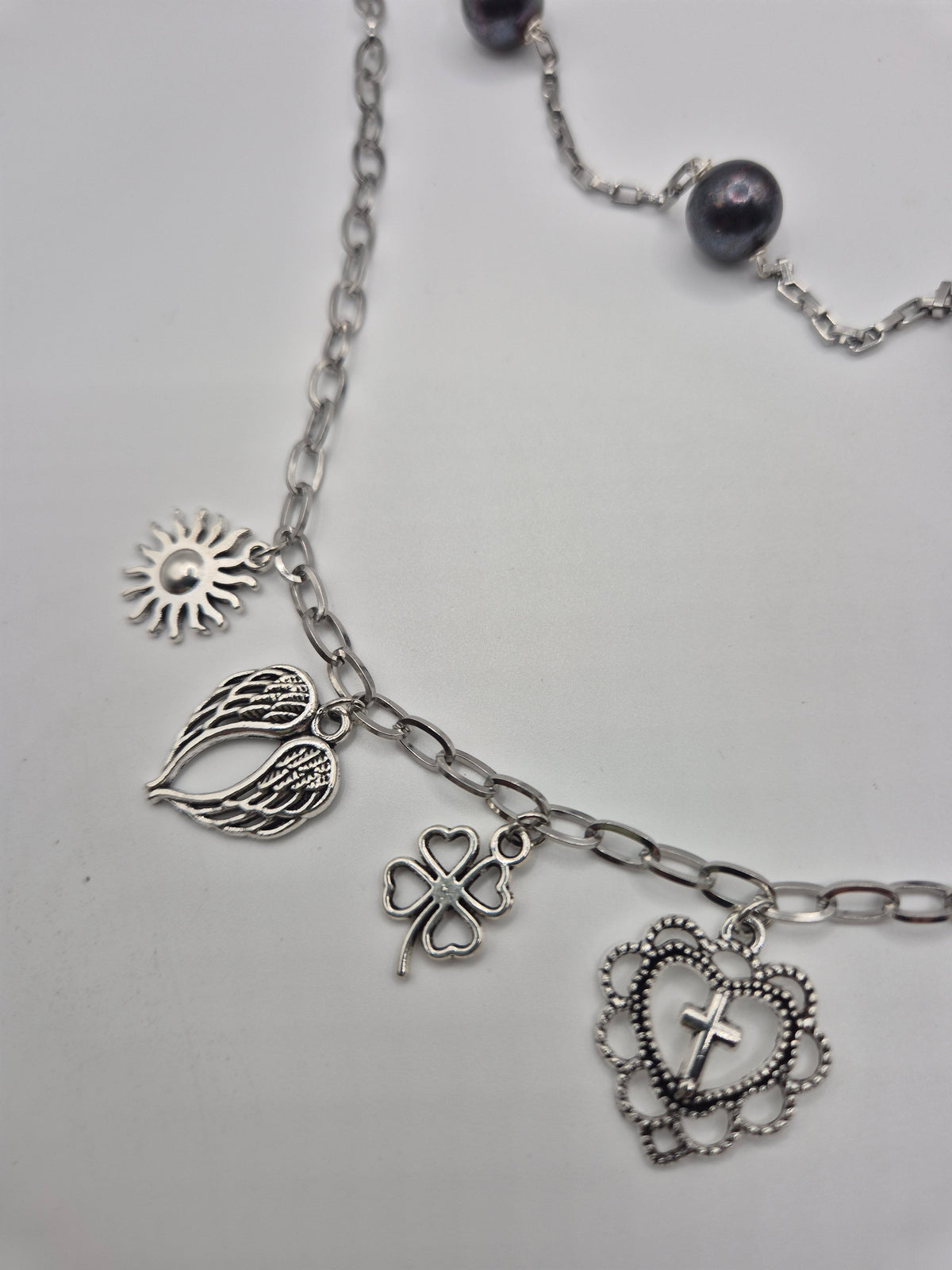 Midnight Talisman Pearl & Charm Necklace