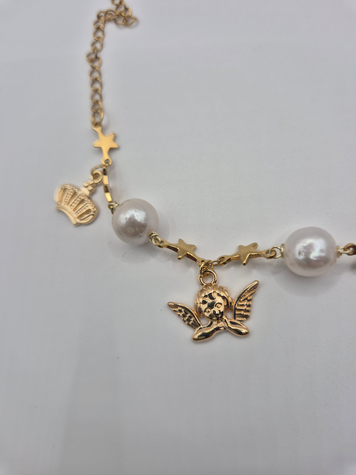 Golden Charm Pearl & Star Bracelet