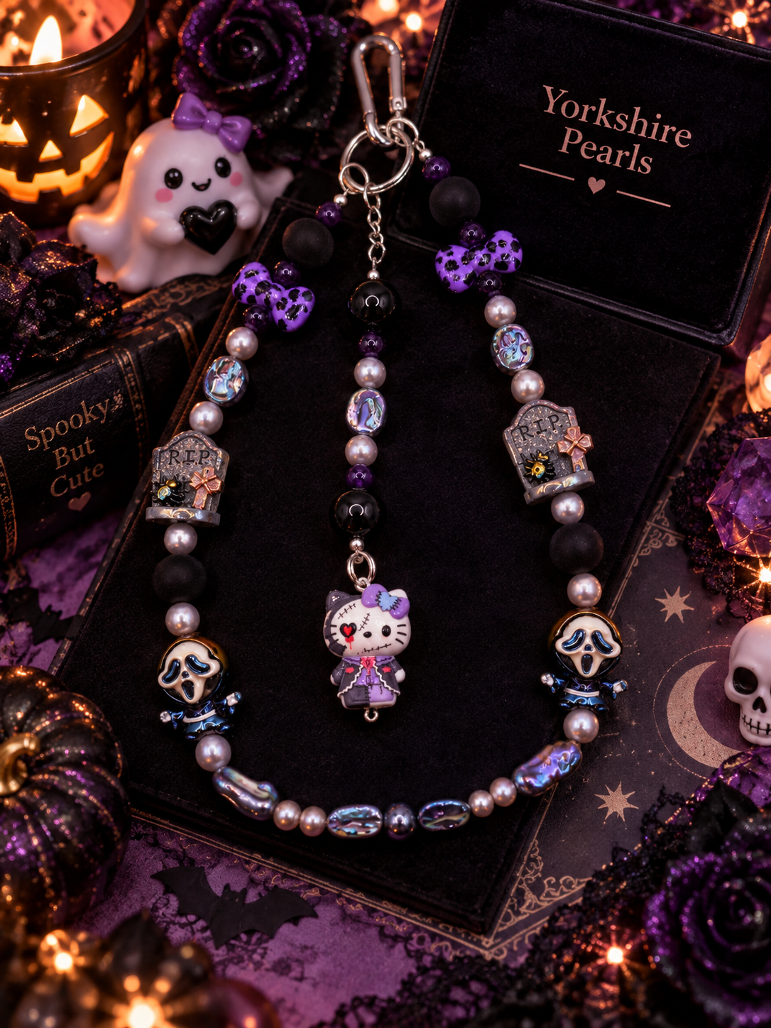 Zombie Kitty Pearl & Amethyst Phone & Bag Charm