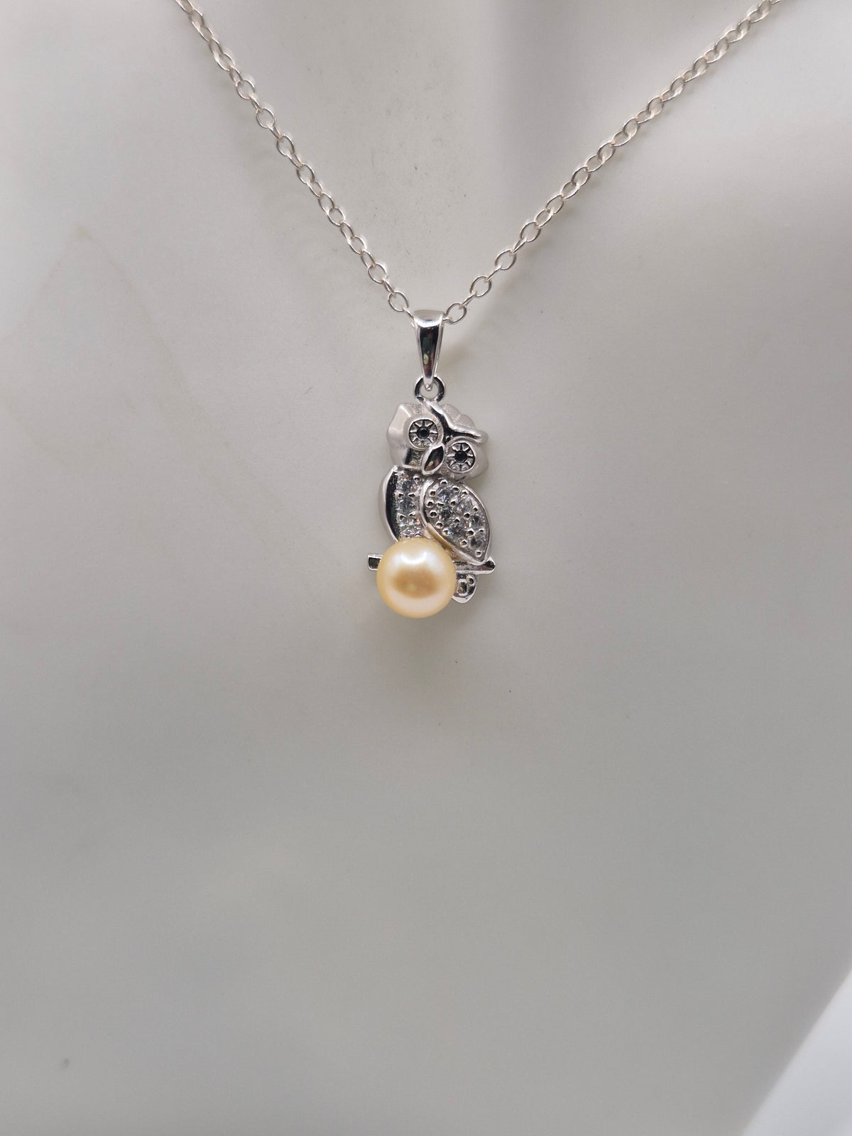 Golden Saltwater Akoya Owl Pendant