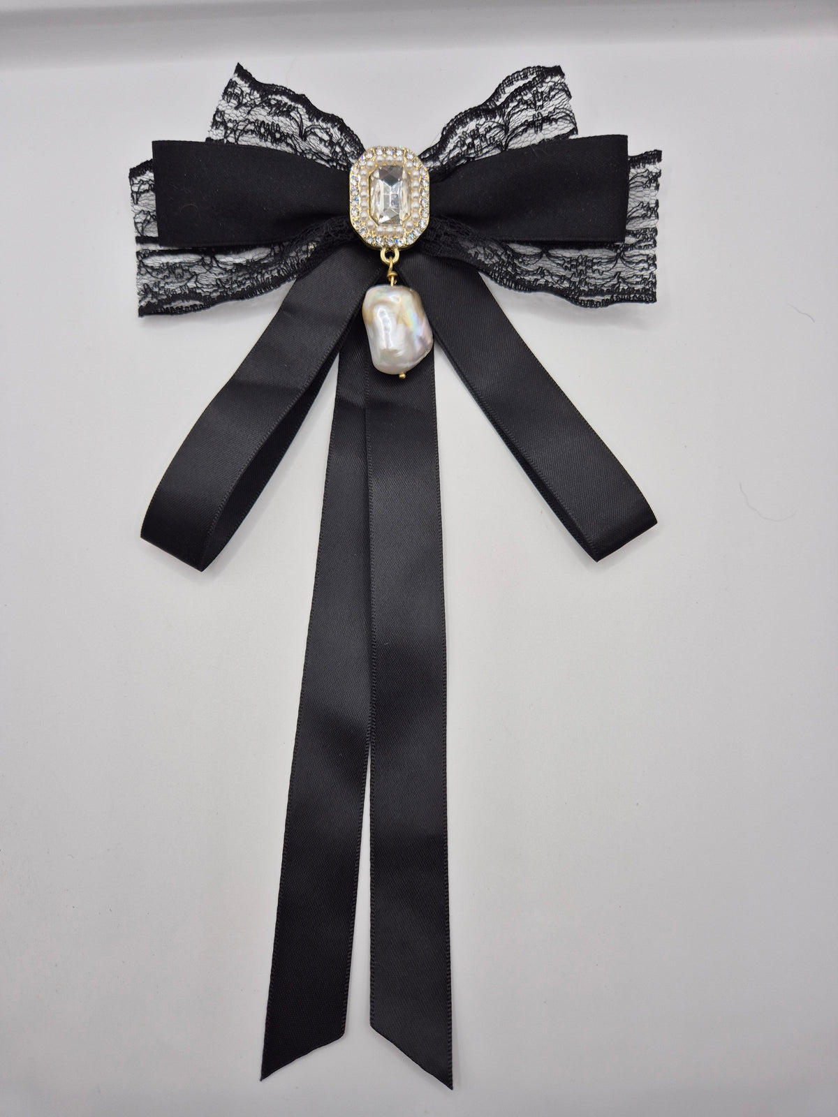 Ribbon & Lace Pearl Hairpin and Brooch