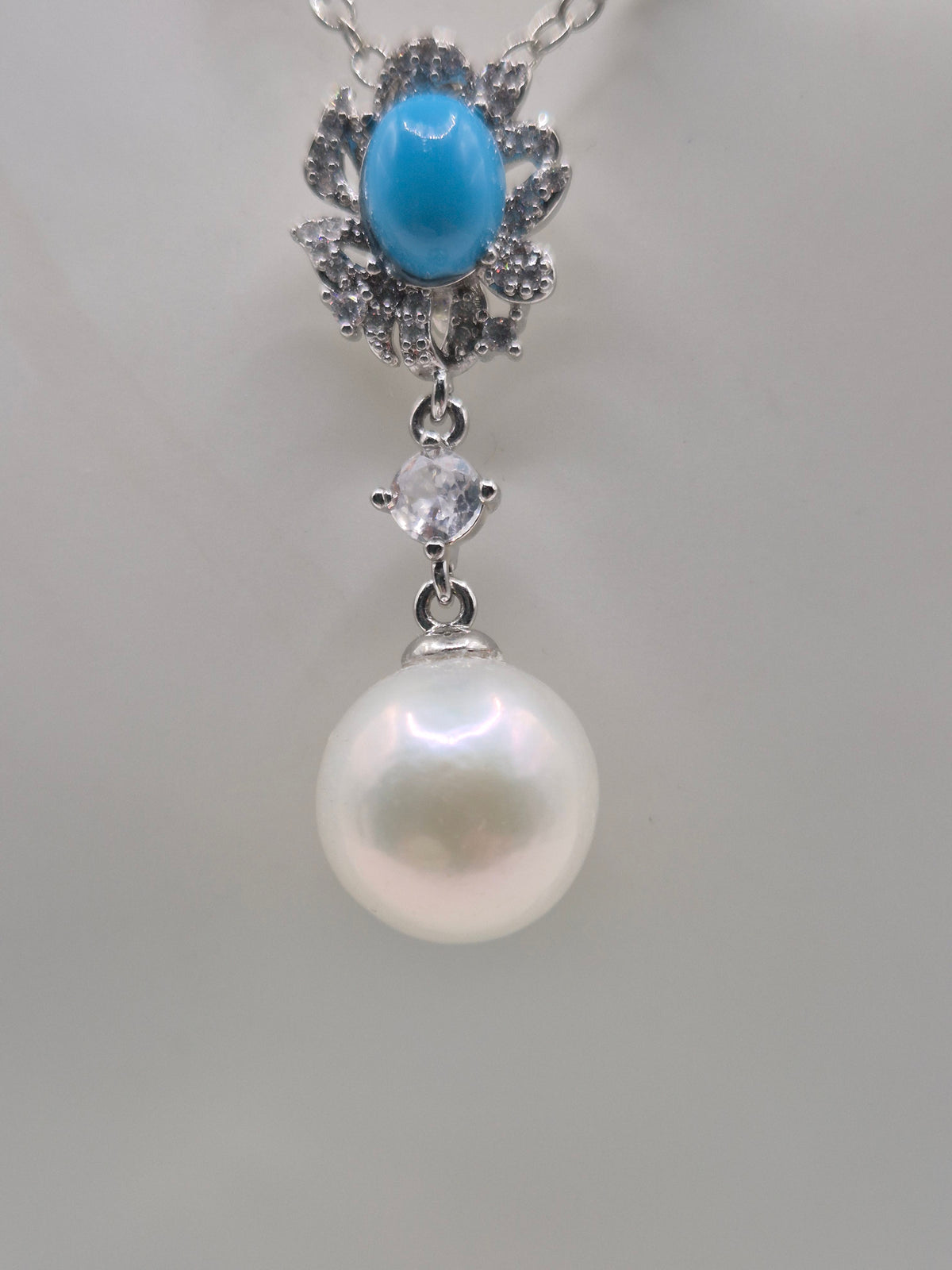 Turquoise Flower Pearl Pendant