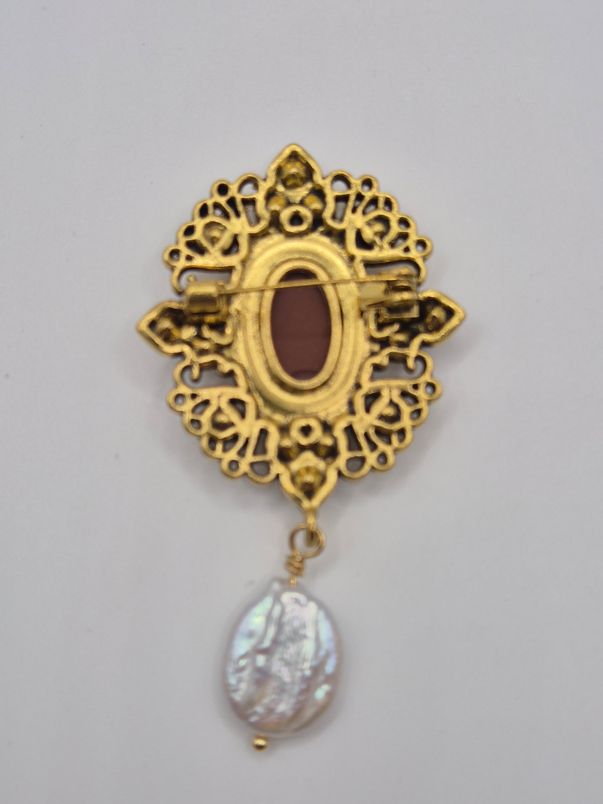 Antique Cameo Button Pearl Brooch