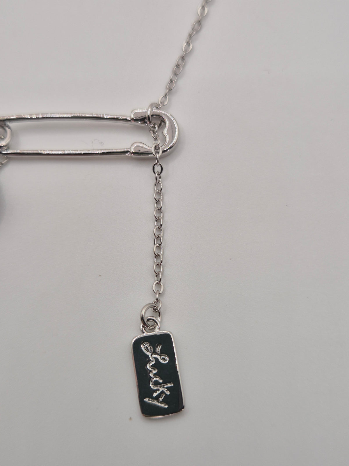 Lucky Safety Pin Pearl Necklace