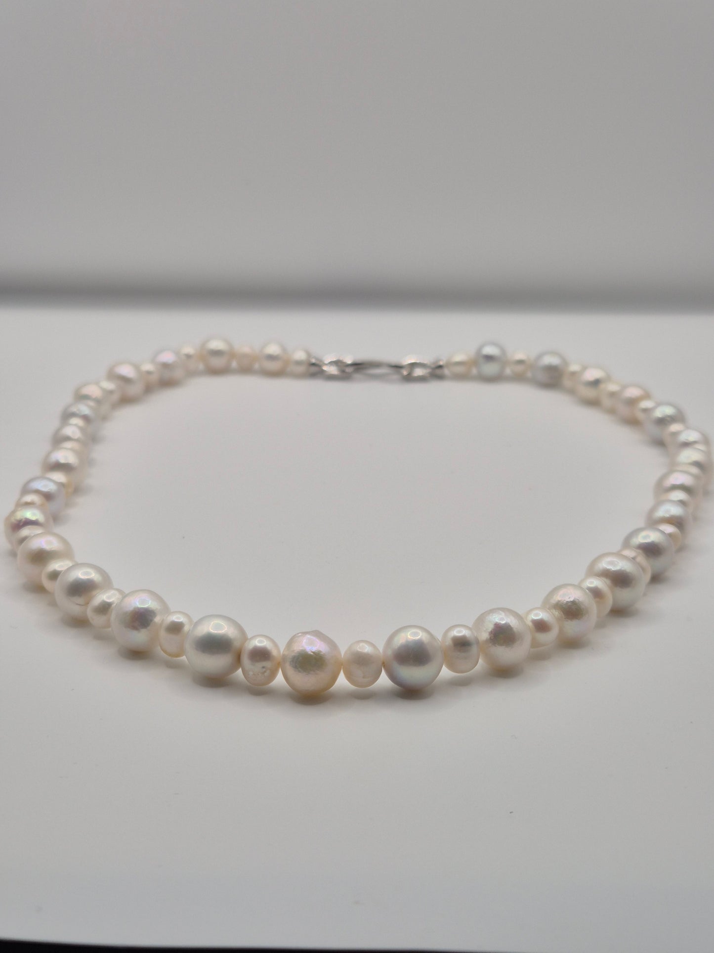 Classic Pearl Necklace & Bracelet Set with Sterling Silver Infinity Clasp