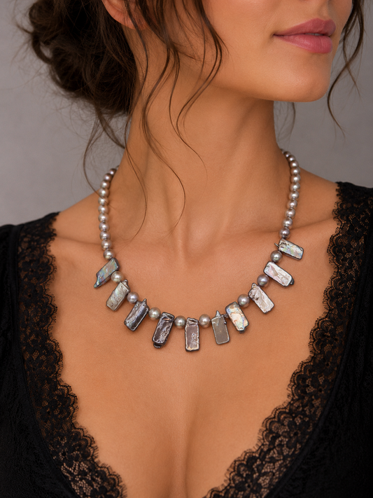 Moonlit Shards Pearl Necklace
