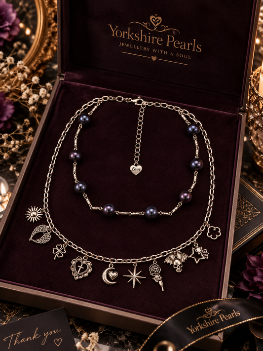 Midnight Talisman Pearl & Charm Necklace
