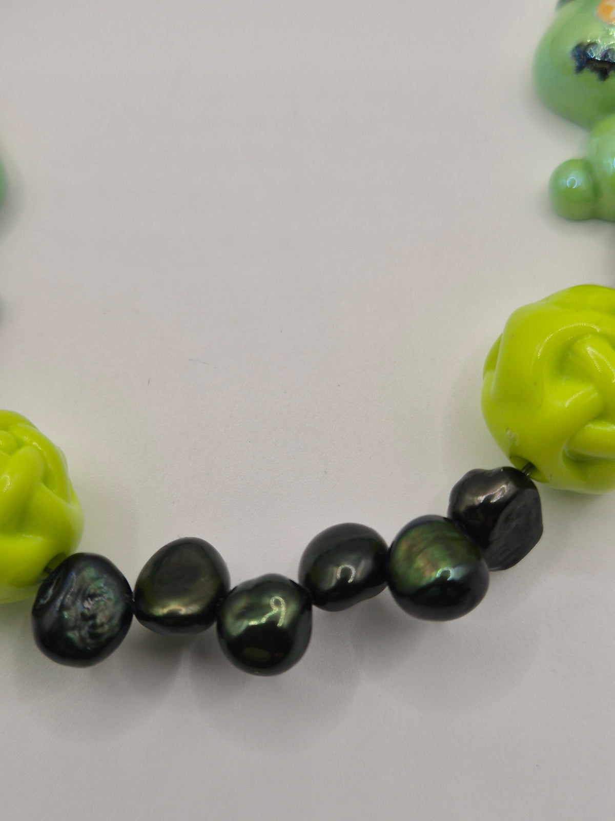 Green Zombie Pearl Phone Charm