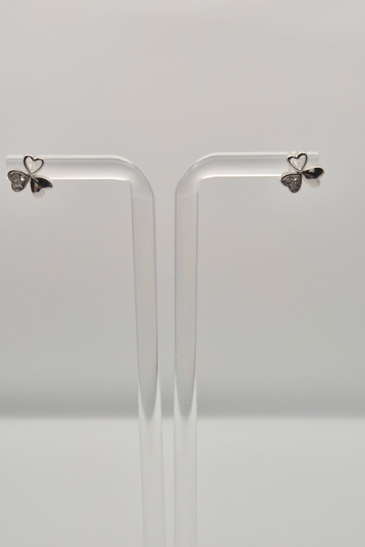 Silver Clover Pearl Drop Studs