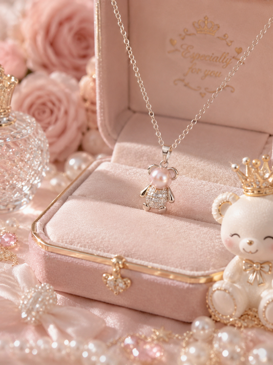 Nostaligic Teddy Bear Pearl Pendant