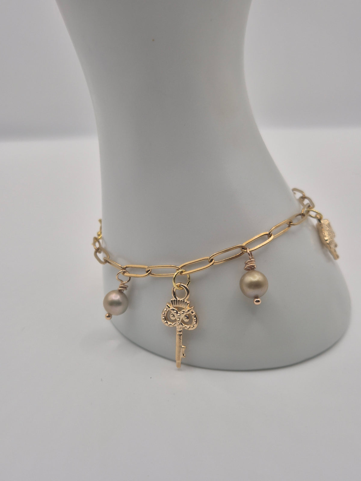 Sacred Elephant Pearl Charm Bracelet