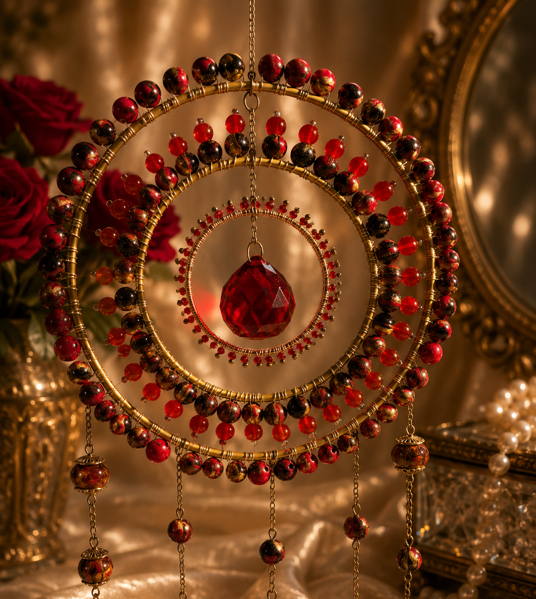Crimson Bohemian Suncatcher