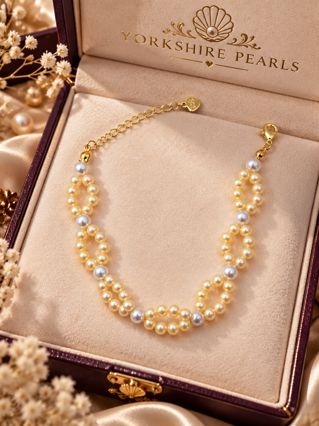 Golden Infinity Pearl Bracelet