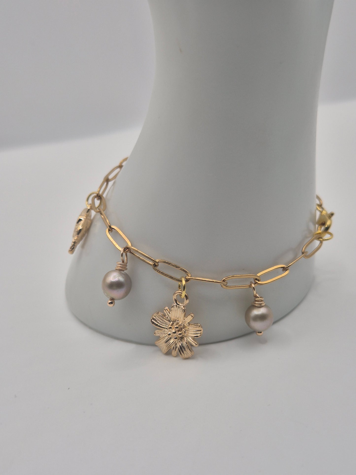 Sacred Elephant Pearl Charm Bracelet