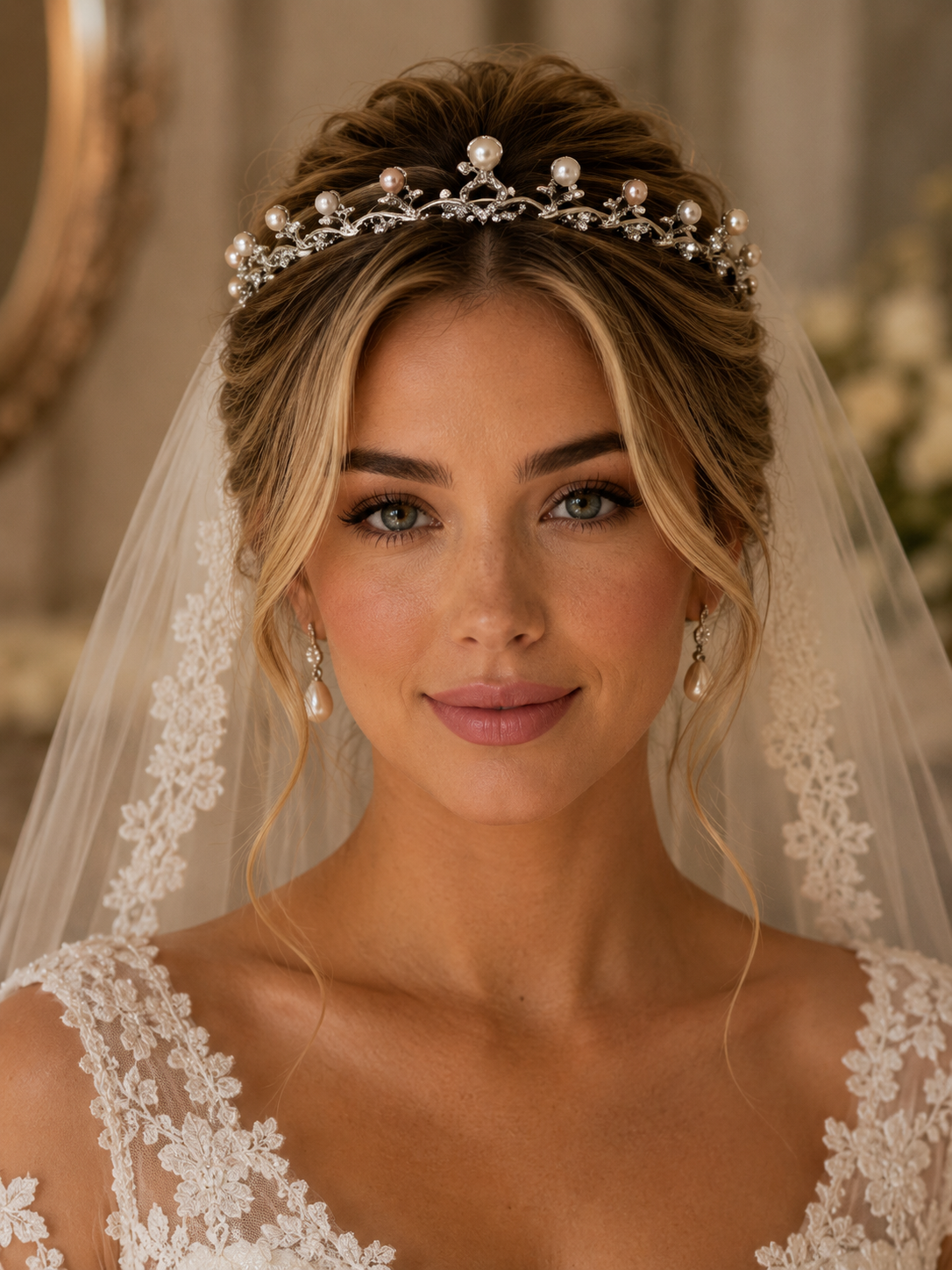 Elegant Blush Pearl Tiara