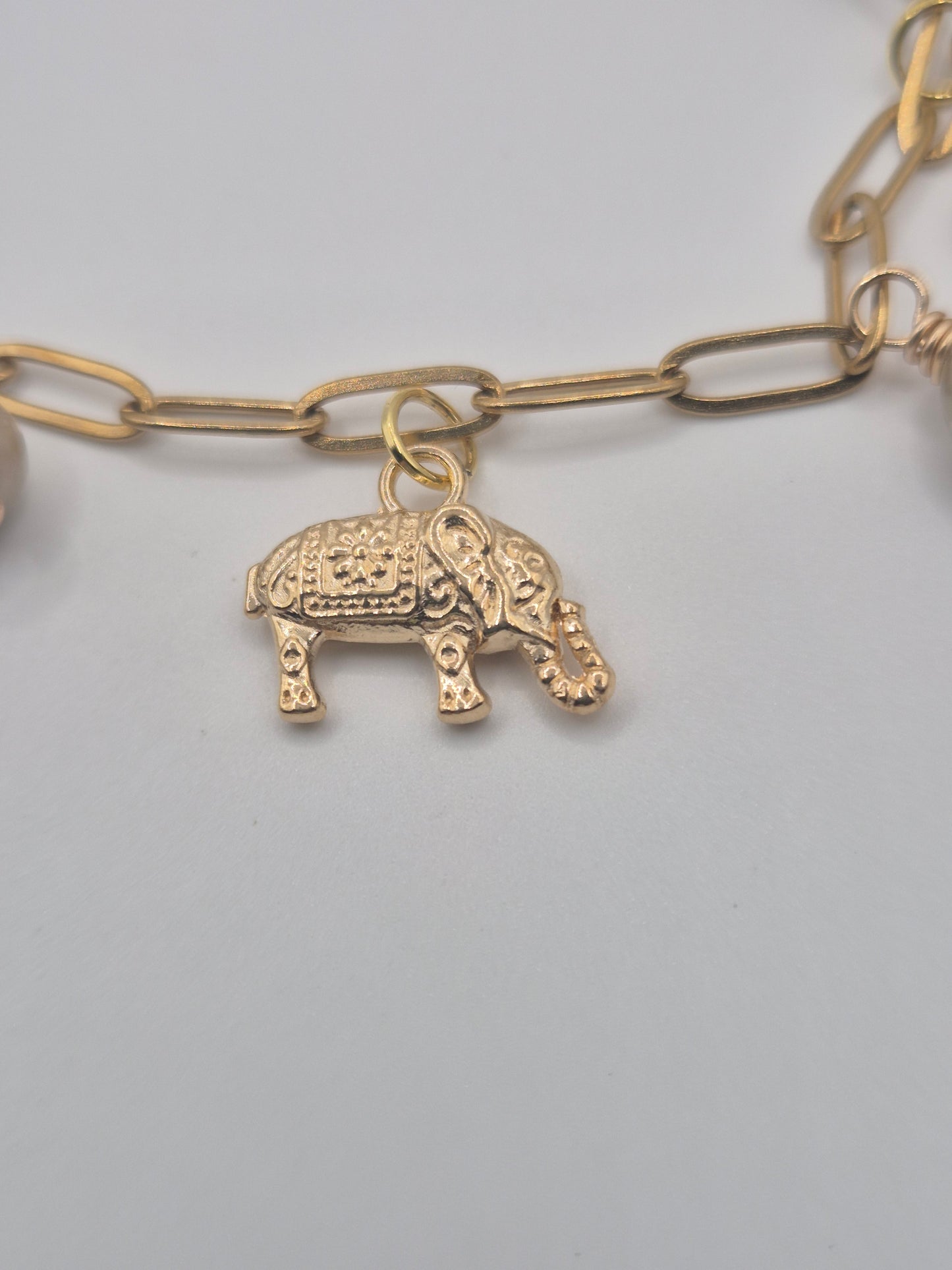 Sacred Elephant Pearl Charm Bracelet