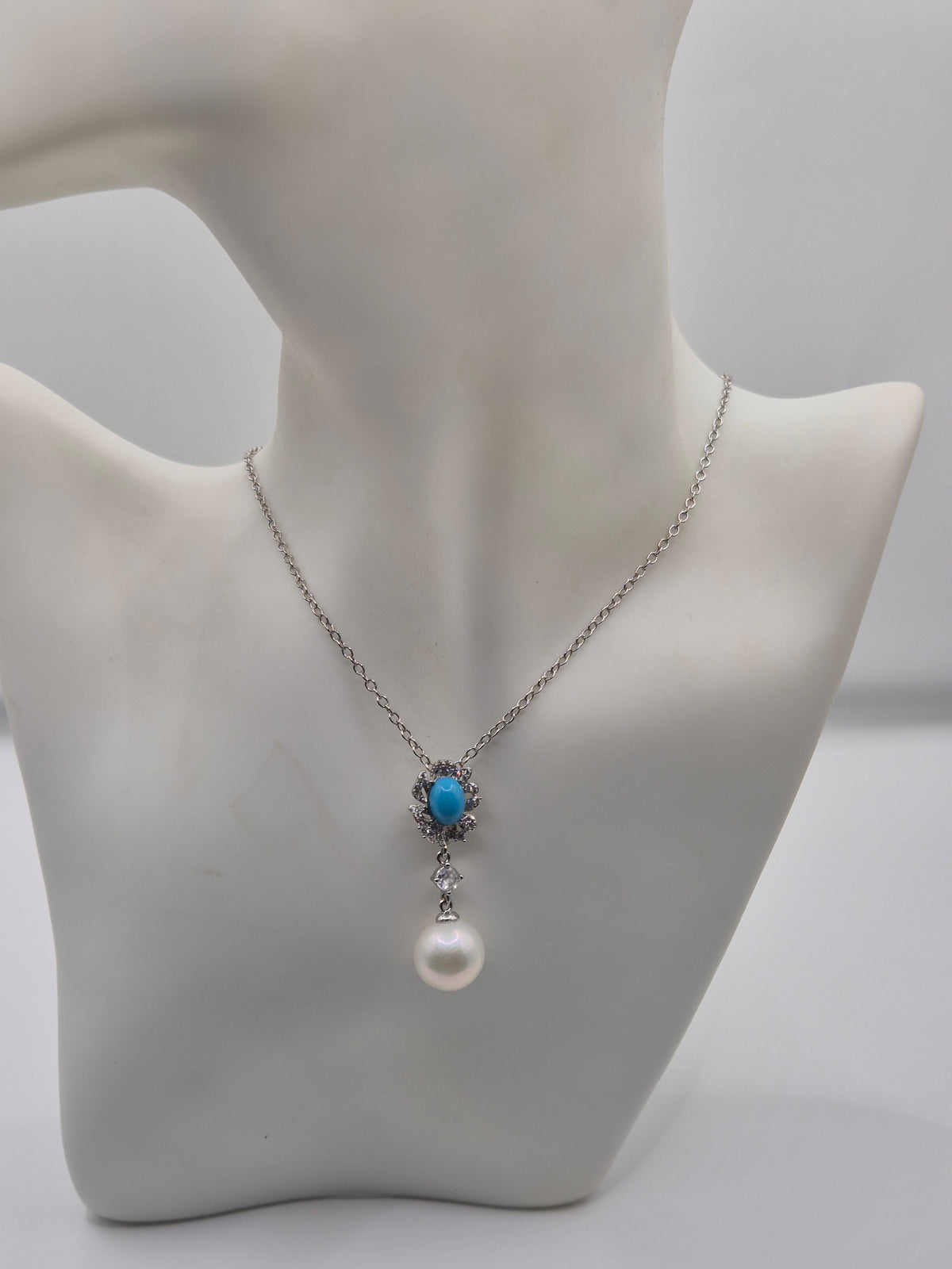 Turquoise Flower Pearl Pendant