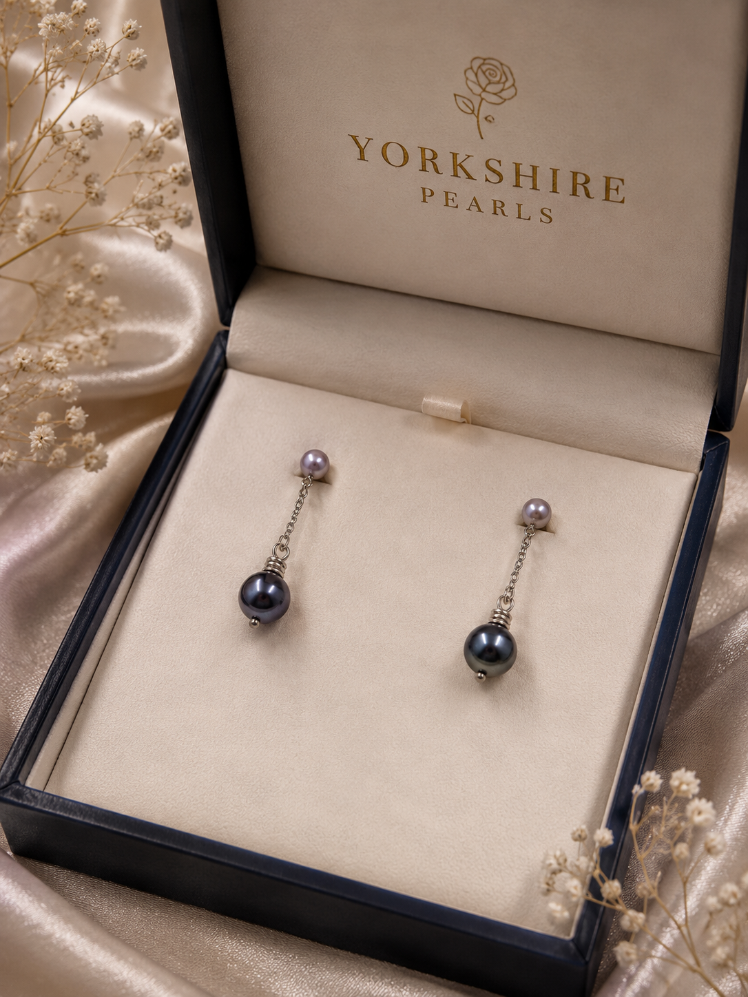 Midnight Mist Pearl Drop Earrings